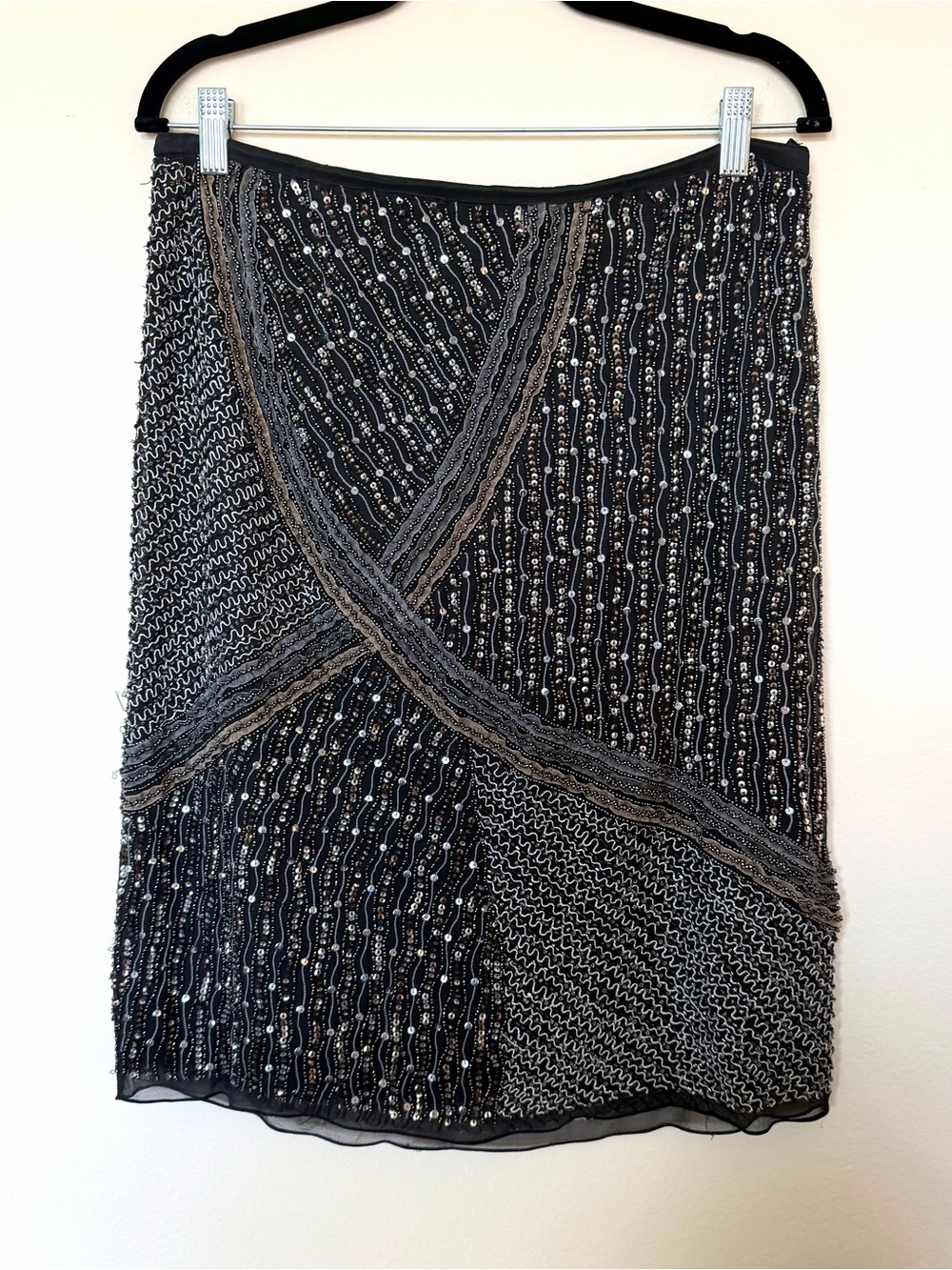Vintage Adrianna Papell Art Deco Beaded Sequin Skirt Medium